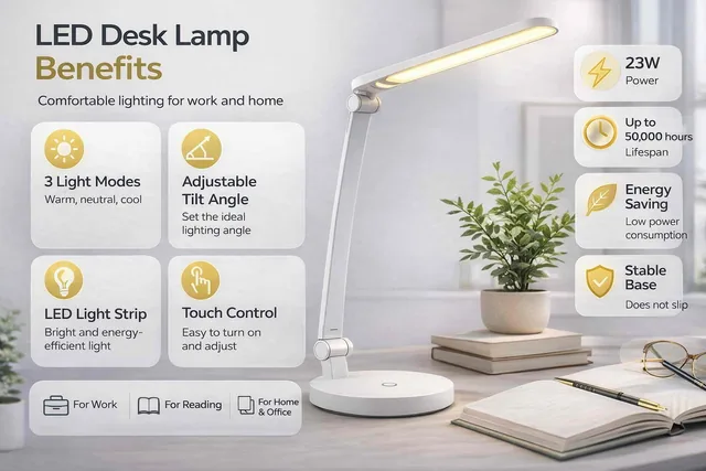 English product listing card for LED lamp.