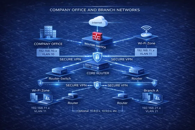 Office and branch network planning diagram.
