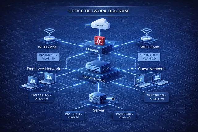 Office infrastructure network diagram.